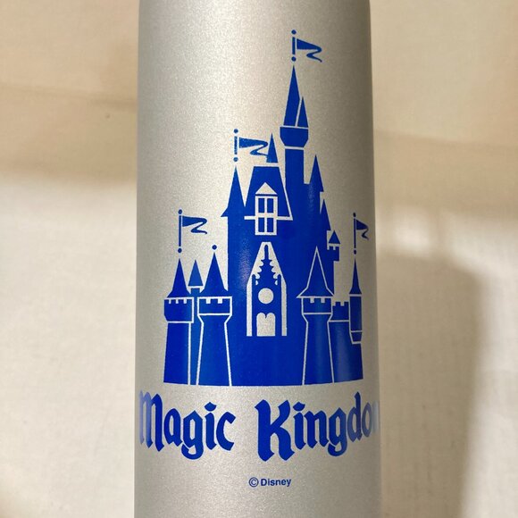 Vintage Disney Magic Kingdom Metal Water Bottle Cinderella Castle Gray Blue 25oz - Picture 10 of 14